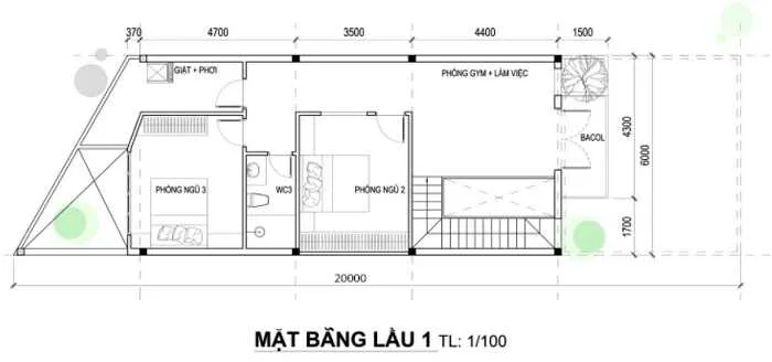 Mẫu nhà 2 tầng 3 phòng ngủ 6×20 đẹp và tiện nghi cho mọi gia đình