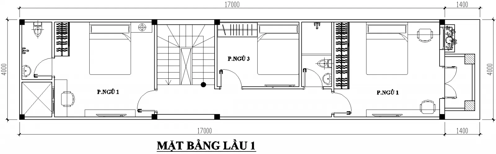 Mẫu nhà 2 tầng 4x17m có gara ô tô, đầy đủ tiện nghi