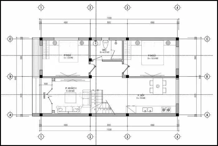 Mẫu nhà 2 tầng 6x11m mái bằng 3 phòng ngủ tiện nghi