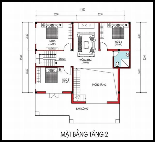 Mẫu nhà 2 tầng đơn giản ở nông thôn với điểm nhấn đầy phá cách