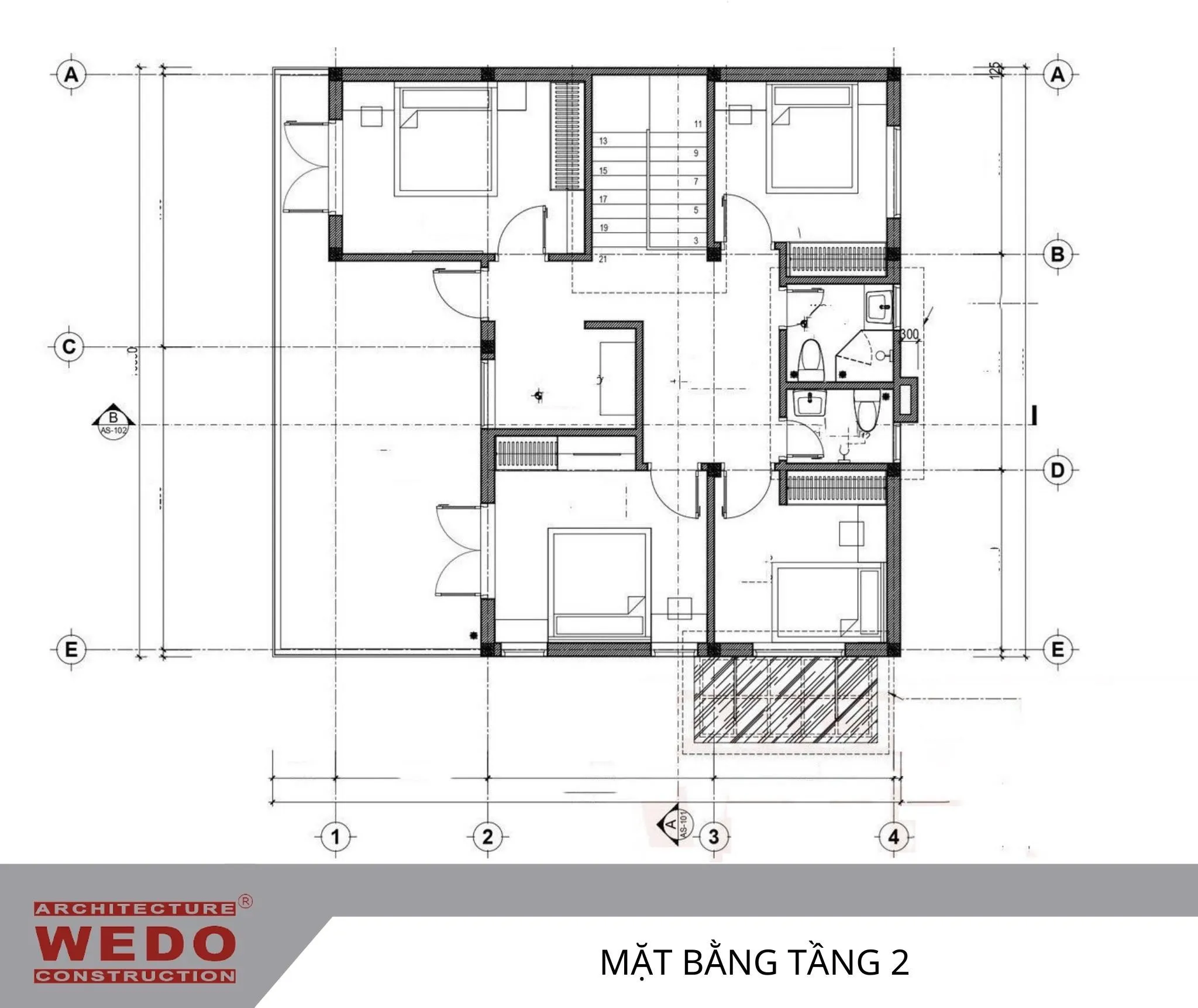 Mẫu nhà 2 tầng mái lệch hiện đại 5 phòng ngủ ở Vụ Bản, Nam Định