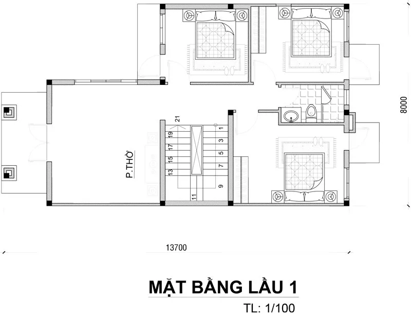 Mẫu nhà 2 tầng nông thôn giá rẻ 4 phòng ngủ