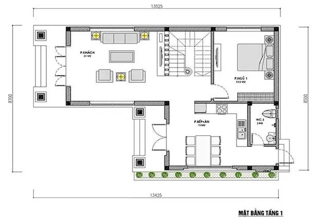 Mẫu nhà 2 tầng nông thôn hiện đại diện tích 110m2