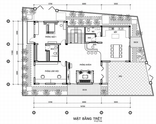 Mẫu nhà 3 tầng mặt tiền 7m có phòng tập gym hiện đại