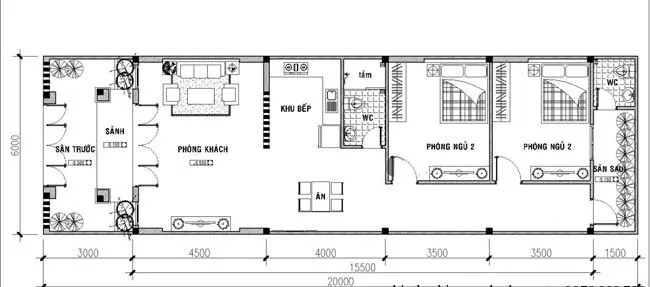 Mẫu nhà cấp 4 mái thái 5x20m2 tại Nghệ An