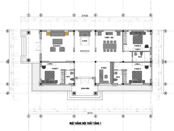 Mẫu nhà cấp 4 mái thái nông thôn đẹp 3 phòng ngủ