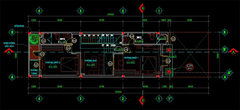 Mẫu nhà lệch tầng 5×15 có giếng trời đầy phá cách