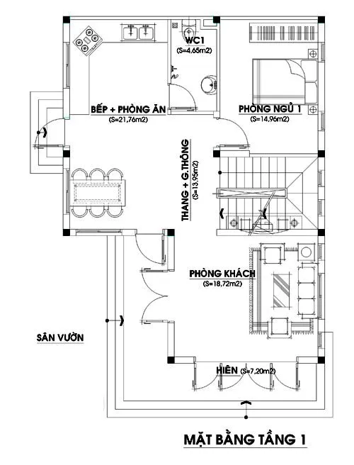 Mẫu nhà mái thái chữ l 2 tầng 4 phòng ngủ 1 phòng thờ