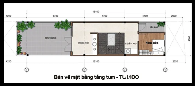 Mẫu nhà ống 2 tầng 1 tum 3 phòng ngủ hai mặt tiền đẹp