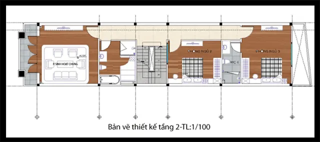 Mẫu nhà ống 2 tầng 2 mặt tiền đầy sức sống tại phố Thụy Khuê