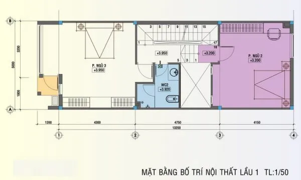 Mẫu nhà ống 3 tầng 5x20m 4 phòng ngủ 1 phòng thờ