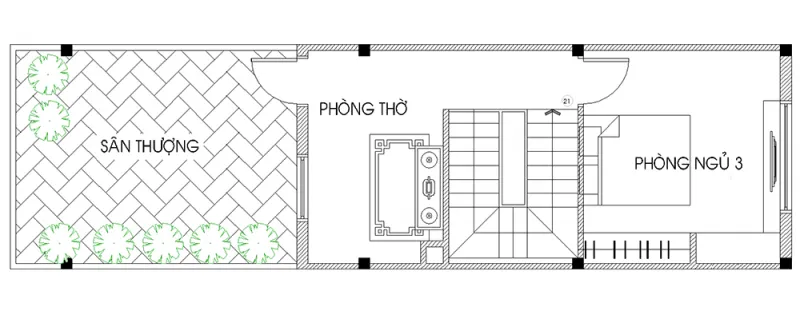 Mẫu nhà ống 3 tầng mặt tiền 3m từ kiến trúc đến nội thất