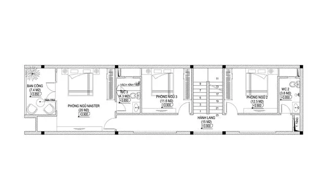 Mẫu nhà ống 3 tầng mặt tiền 4.5 m với không gian xanh đẹp mắt