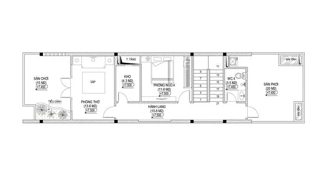 Mẫu nhà ống 3 tầng mặt tiền 4.5 m với không gian xanh đẹp mắt