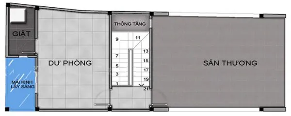 Mẫu nhà ống 4 tầng có gác lửng hiện đại và khoa học