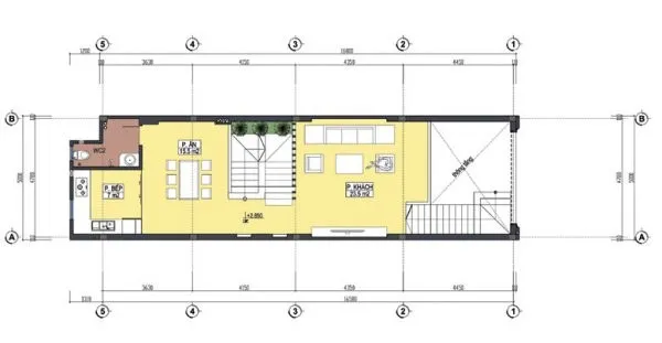 Mẫu nhà ống 4 tầng kết hợp kinh doanh hiện đại, tiện nghi