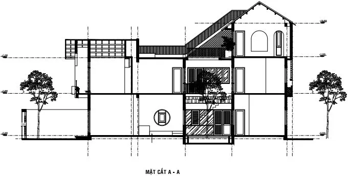 Mẫu thiết kế nhà 2.5 tầng đẹp mang hơi hướng “Hội An”