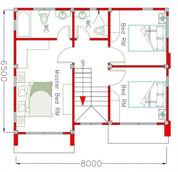 Mẫu thiết kế nhà 2 tầng 8×6.5m đẹp, gần gũi với thiên nhiên