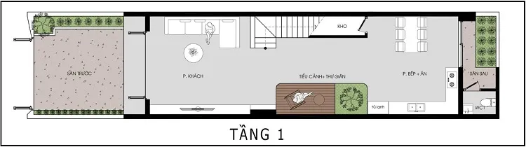 Mẫu thiết kế nhà ống 3 tầng 5×19 – nơi xây đắp tổ ấm an yên