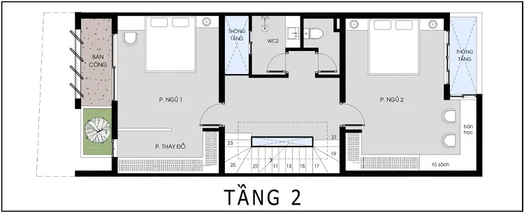 Mẫu thiết kế nhà phố 6x10m 3 tầng cho vợ chồng trẻ