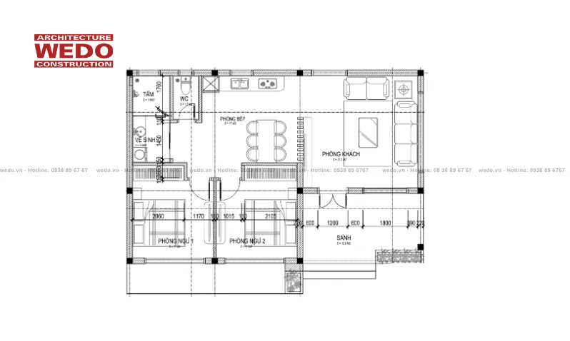 Mẫu thiết kế nhà vườn 1 tầng 8x11m đẹp an yên tại Ninh Bình – WEDO