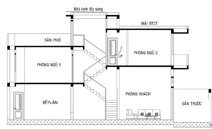 Mê mẩn 10+ mẫu nhà ống 2 tầng lệch đẹp đáng sống hiện nay