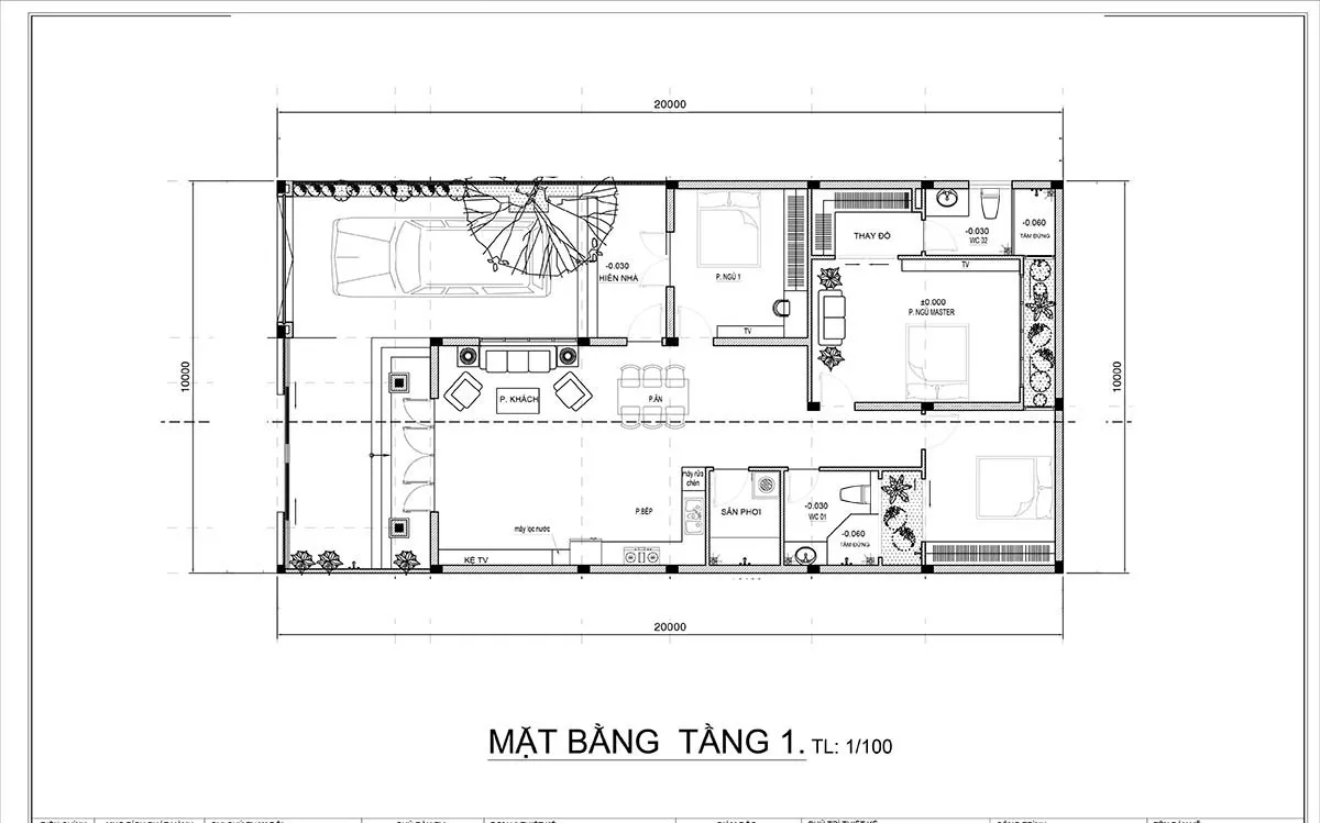 Ngắm trọn thiết kế nhà 1 tầng 10x20m đẹp từ xa đến gần