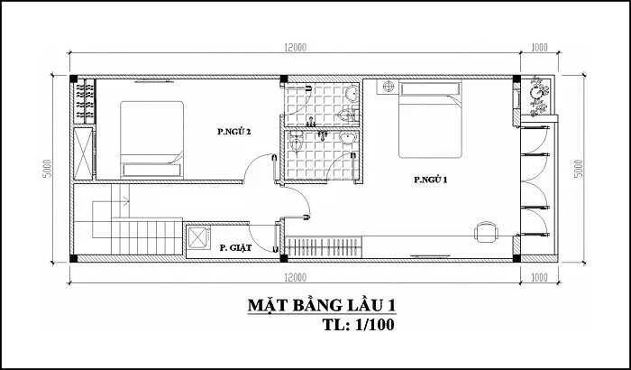 Ngây ngất trước 5 thiết kế nhà 2 tầng 60m2 5x12m đẹp và tiết kiệm chi phí