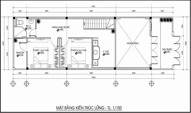 Nhà ống cấp 4 có gác lửng 3 phòng ngủ 1 phòng thờ đẹp