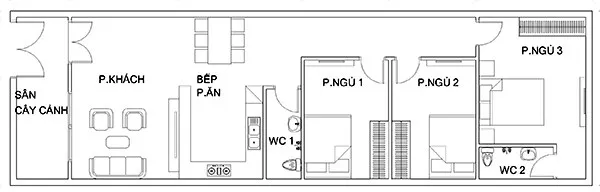 Những mẫu bản vẽ nhà ống 1 tầng hiện đại và khoa học