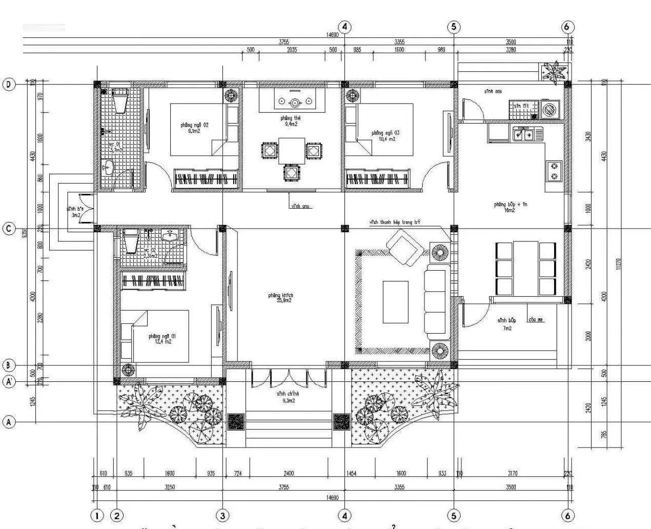 Những mẫu nhà cấp 4 9x15m được nhiều chủ đầu tư quan tâm hiện nay