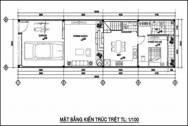 Phối cảnh thiết kế nội thất nhà ống 2 tầng full tại Vĩnh Phúc