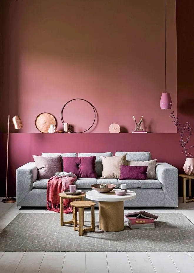 Phòng khách màu hồng – Sáng tạo bất ngờ cho không gian sống hiện đại