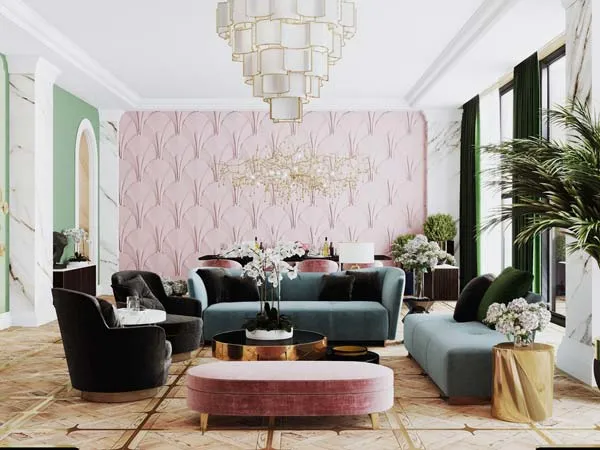 Phòng khách màu hồng – Sáng tạo bất ngờ cho không gian sống hiện đại