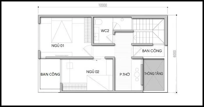 Sưu tầm bản vẽ thiết kế nhà 2 tầng 6x10m bố trí khoa học và tiện nghi