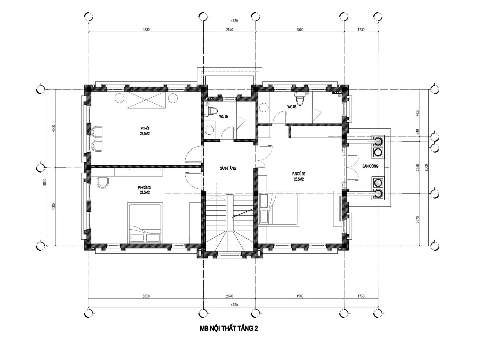 Thiết kế biệt thự mini 3 tầng tân cổ điển 120m2 tại Uông Bí