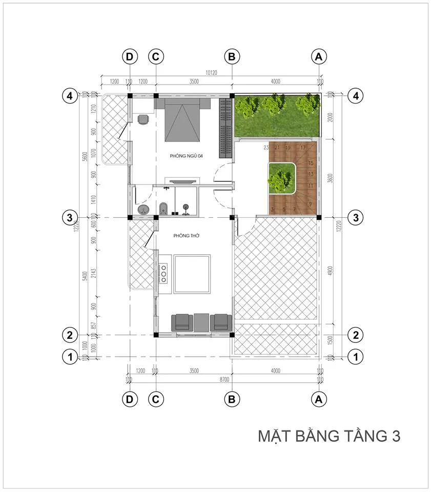 Thiết kế biệt thự mini kiểu pháp 3 tầng cho Mr. Trung – Hoài Đức