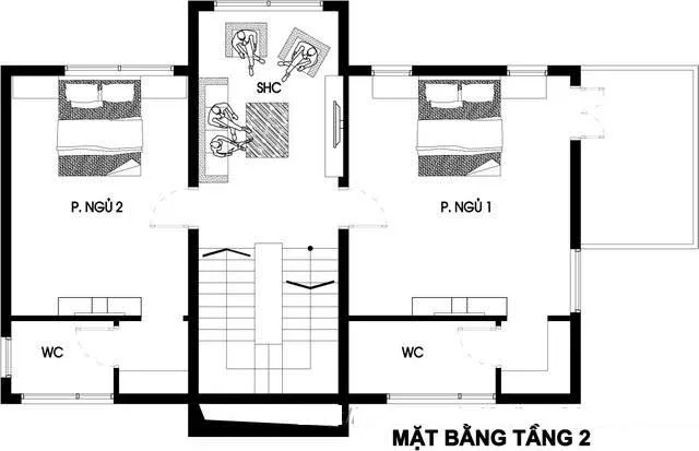 Thiết kế biệt thự phố tân cổ điển 3 phòng ngủ 1 phòng thờ