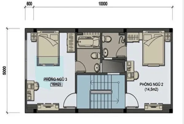 Thiết kế nhà 2 tầng 50m2 mái thái với chi phí hơn 1 tỷ