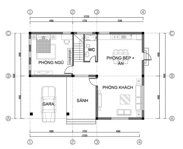 Thiết kế nhà 2 tầng mái thái đơn giản tại Vĩnh Phúc