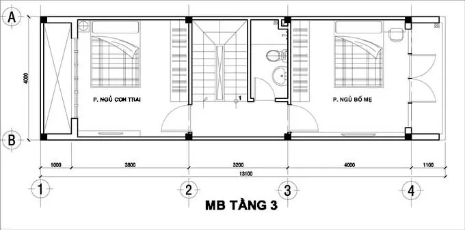 Thiết kế nhà 3 tầng 1 tum tối ưu công năng tại Hà Đông