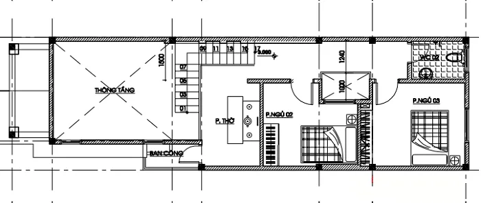 Thiết kế nhà cấp 4 có gác lửng 60m2 tại Yên Bái