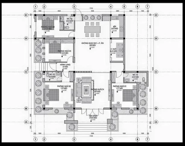 Thiết kế nhà cấp 4 mái thái 130m2 đẹp hoàn hảo từ phối cảnh đến mặt bằng