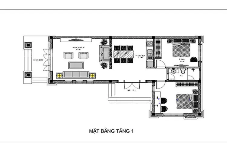 Thiết kế nhà cấp 4 nông thôn 2 phòng ngủ tại Bắc Ninh