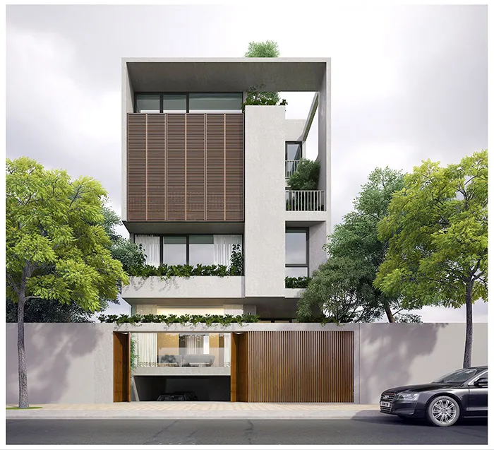 Thiết kế nhà để xe ô tô ấn tượng cho nhà phố