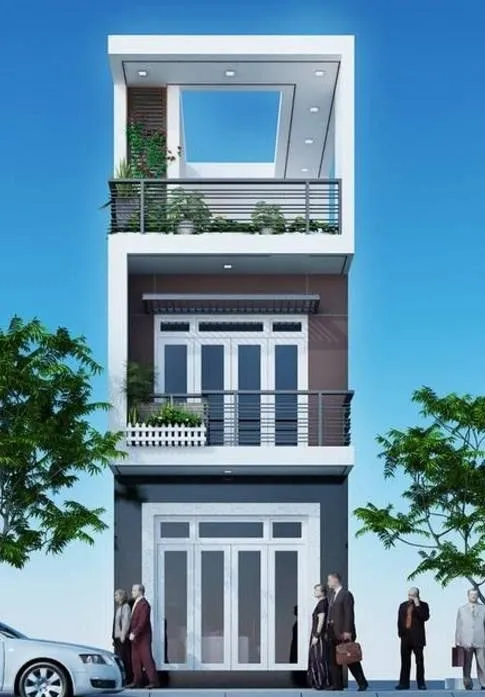 Thiết kế nhà ống 2 tầng 1 tum phong cách hiện đại tại Bắc Giang