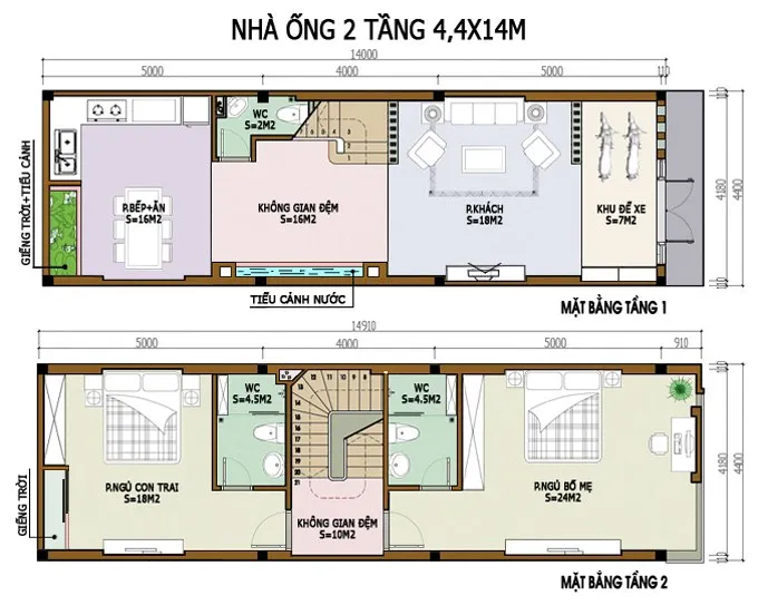 Thiết kế nhà ống 2 tầng 60m2 500 triệu tại Hà Nam