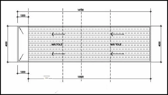 Thiết kế nhà ống 2 tầng mái tôn kinh phí 300 triệu tại Thái Bình