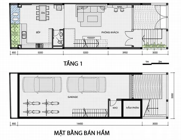 Thiết kế nhà ống 3 tầng 4 phòng ngủ có tầng hầm và bể bơi