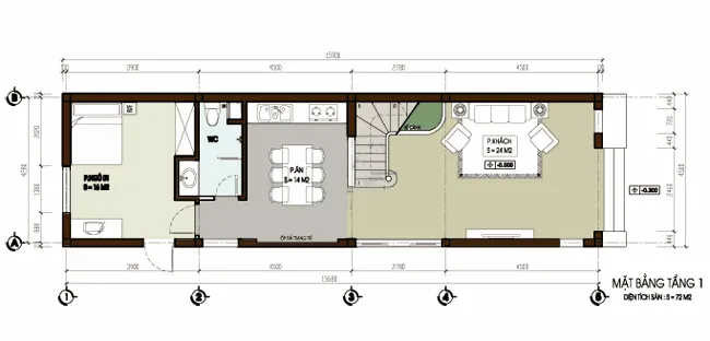 Thiết kế nhà ống 3 tầng 4 phòng ngủ tại Tây Hồ – Hà Nội